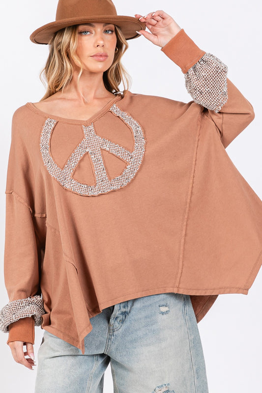 Peace Sign Mineral Wash Terry Top