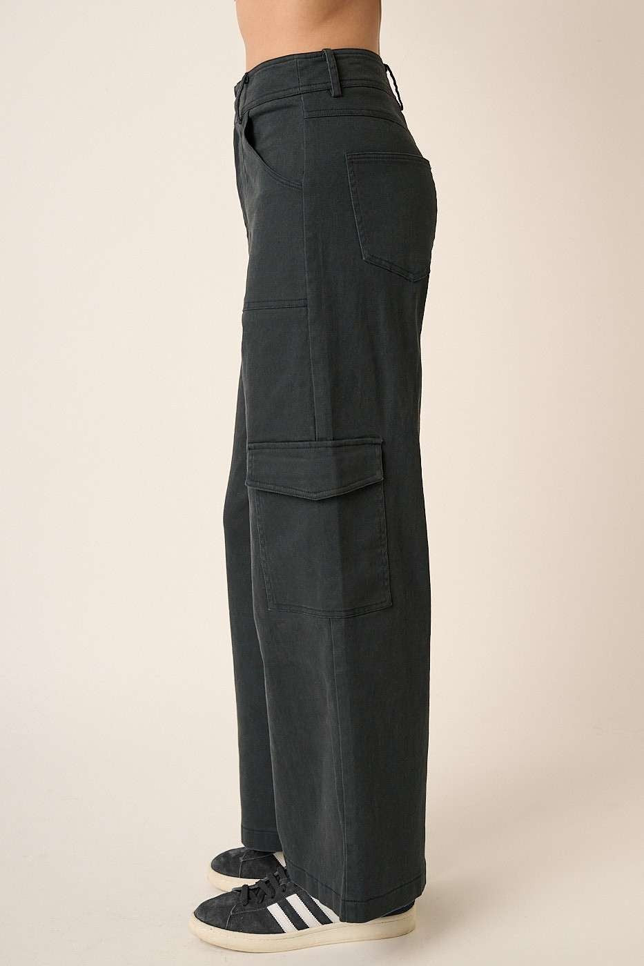 Wide Leg High Waist Pants with Cargo Pockets