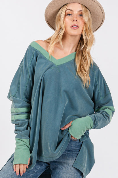 Mineral Wash Side Slit Contrast Top