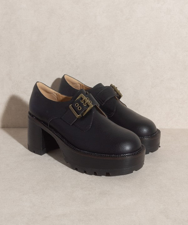 Sarah - Buckled Platform Loafers