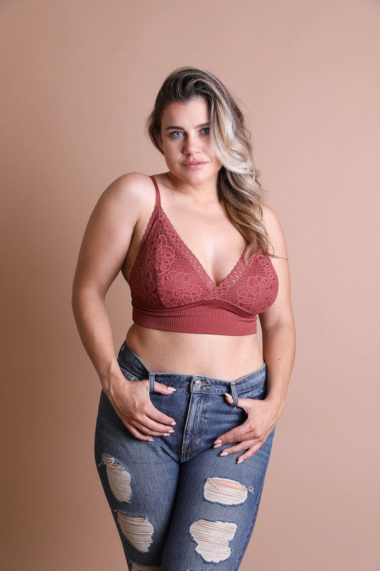 Plus Size Waistband Loop Lace Bralette