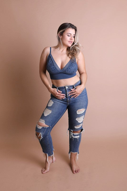 Plus Size Waistband Loop Lace Bralette