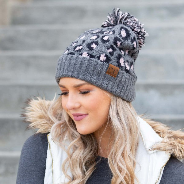 CC Leopard Pom Beanie