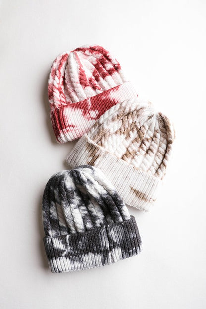 Tie Dye Cable Knit Beanie