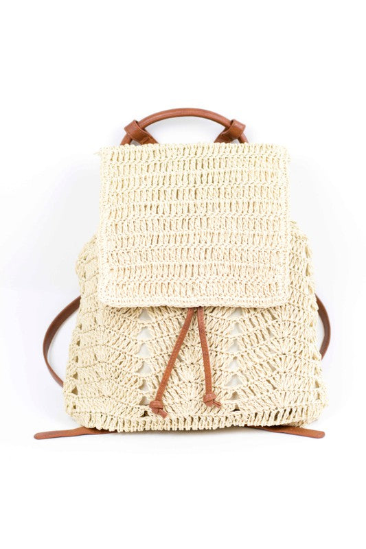 Woven Straw Backpack