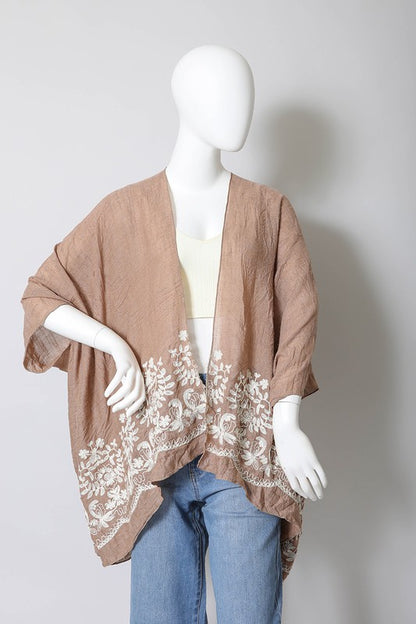 Floral Embroidered Stitch Kimono