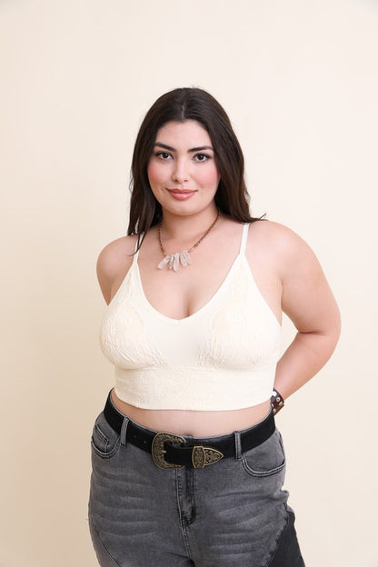 Seamless Padded Textured Bralette Plus Size