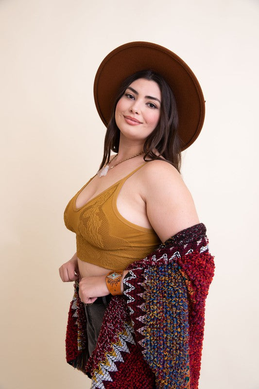 Seamless Padded Textured Bralette Plus Size