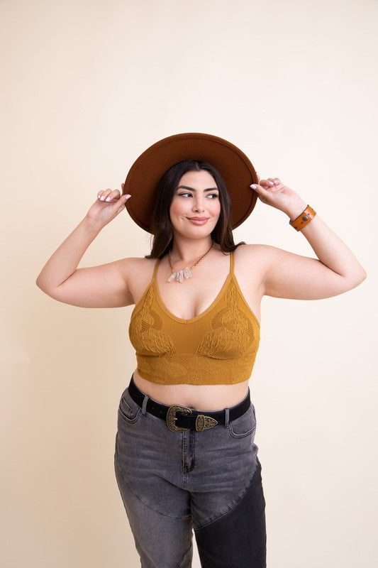 Seamless Padded Textured Bralette Plus Size