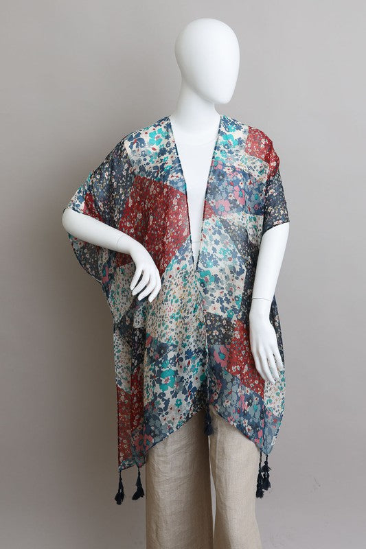 Allover Floral Print Kimono