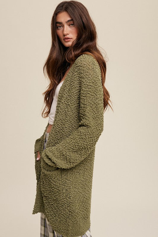 Popcorn Open Knit Cardigan