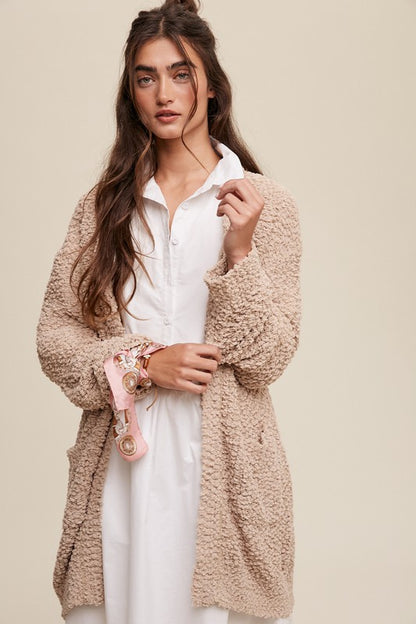 Popcorn Open Knit Cardigan