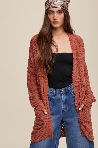 Popcorn Open Knit Cardigan