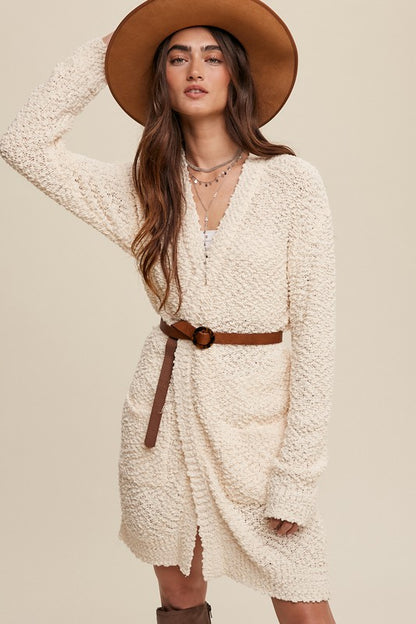 Popcorn Open Knit Cardigan