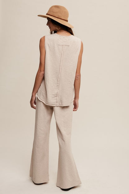 Soft Knit Sleeveless and Sweat Pant Lounge Set