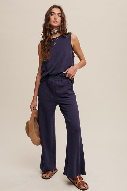 Soft Knit Sleeveless and Sweat Pant Lounge Set