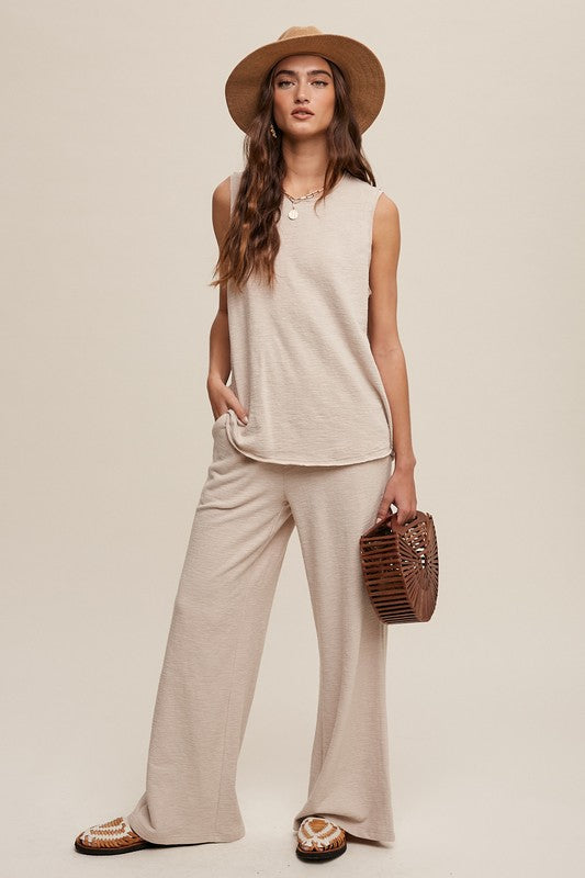 Soft Knit Sleeveless and Sweat Pant Lounge Set