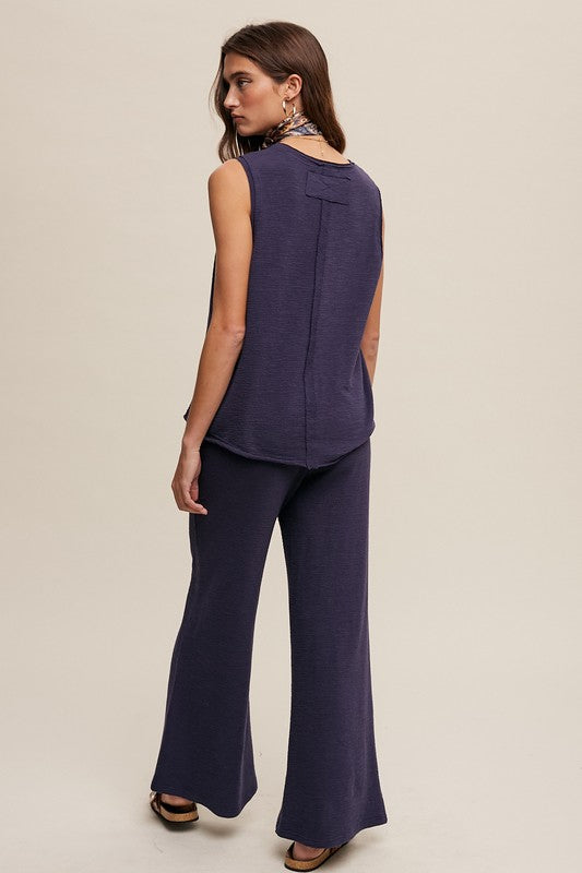 Soft Knit Sleeveless and Sweat Pant Lounge Set