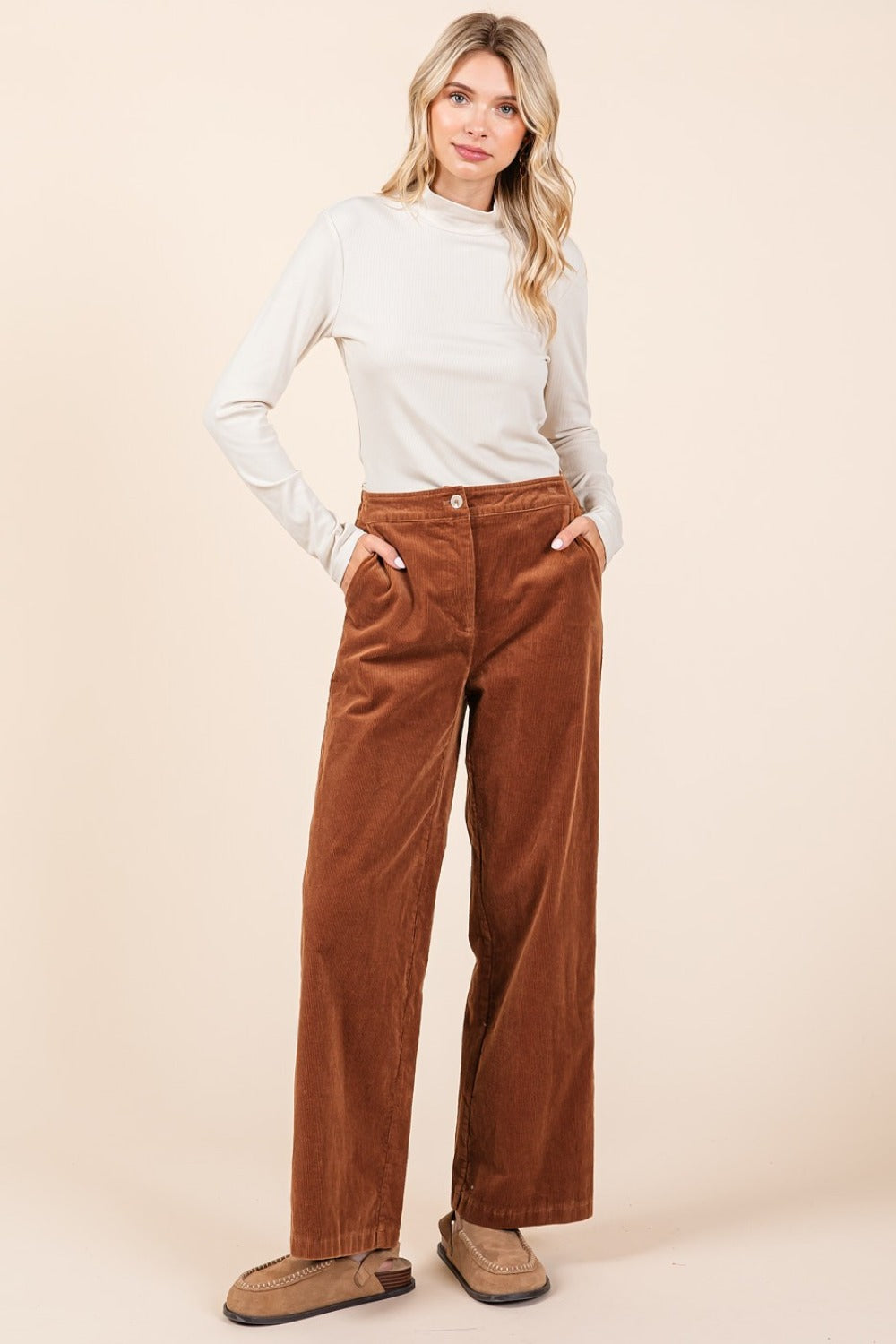 Corduroy Back Elastic Waist Pants