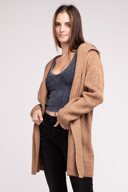 Hooded Open Front Cardigan