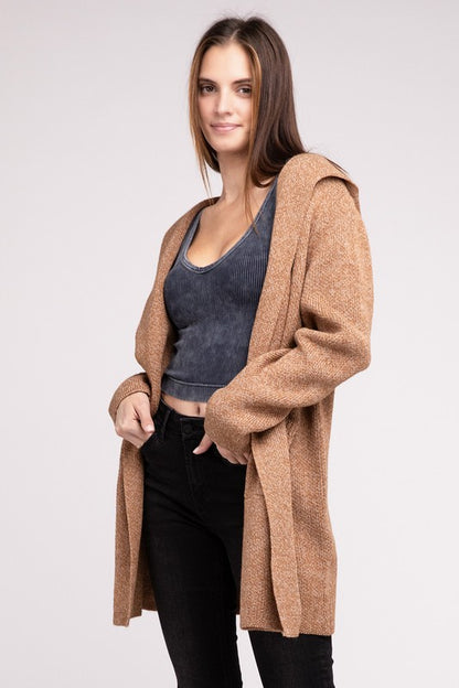 Hooded Open Front Cardigan