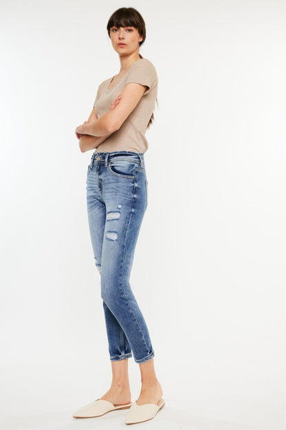 Kancan High Rise Distressed Straight Mom Jeans