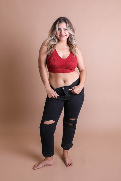 Seamless Padded Textured Bralette Plus Size