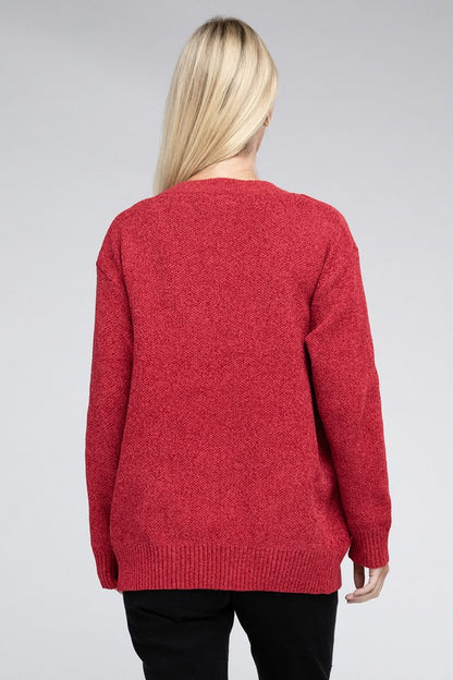 Melange Open Front  Cardigan