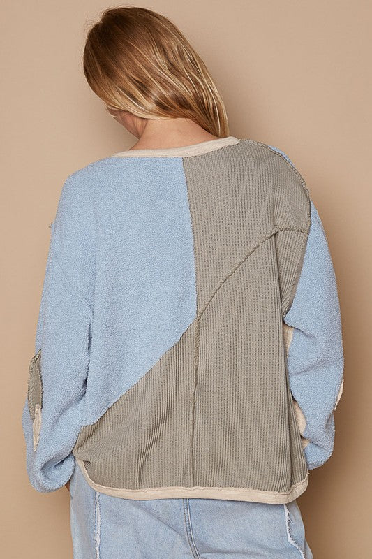 Color Block Half Zip Dropped Shoulder Sweatshirt