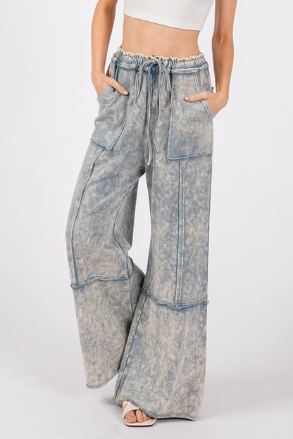 Mineral Washed Terry Wide Leg Pants