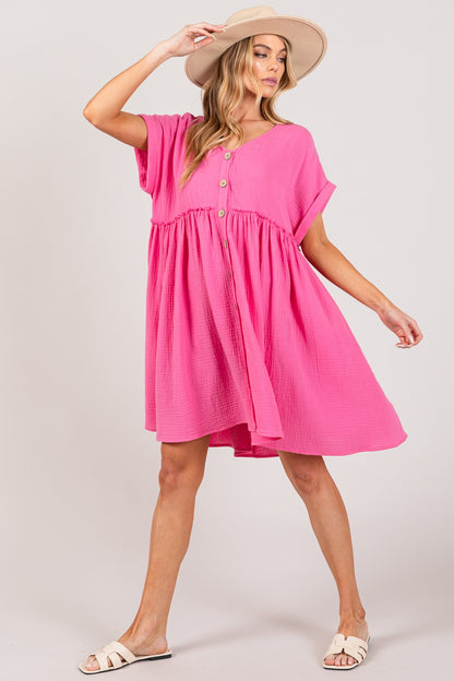 Button Up Short Sleeve Dress