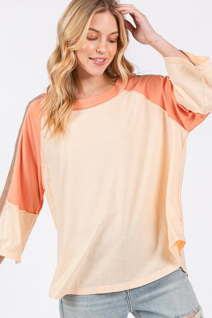 Color Block Curved Hem Top