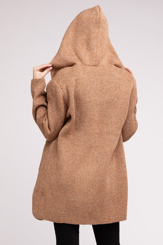 Hooded Open Front Cardigan