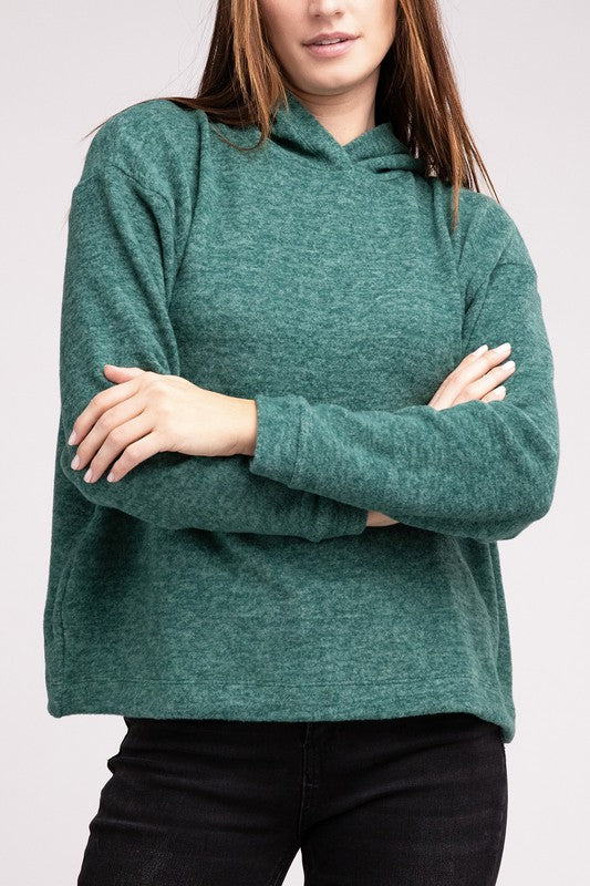 Hooded Brushed Melange Hacci Sweater