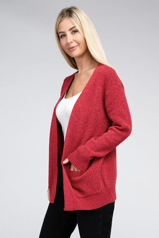 Melange Open Front  Cardigan