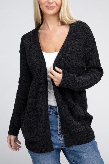 Melange Open Front  Cardigan