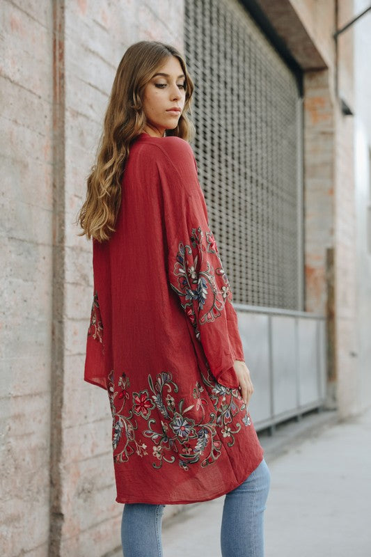 Long Floral Kimono