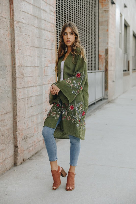 Long Floral Kimono