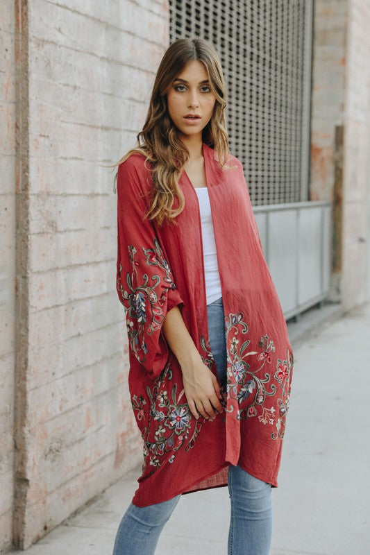 Long Floral Kimono