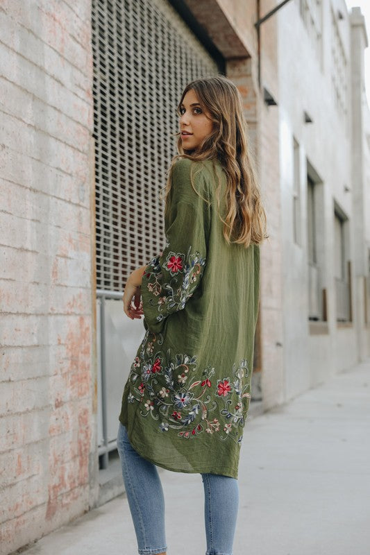 Long Floral Kimono