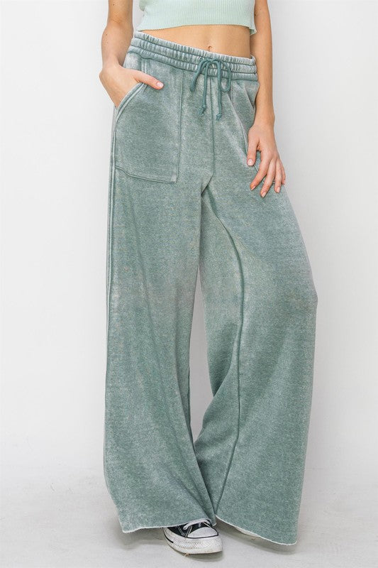 High Rise Wide Leg Drawstring Sweatpants