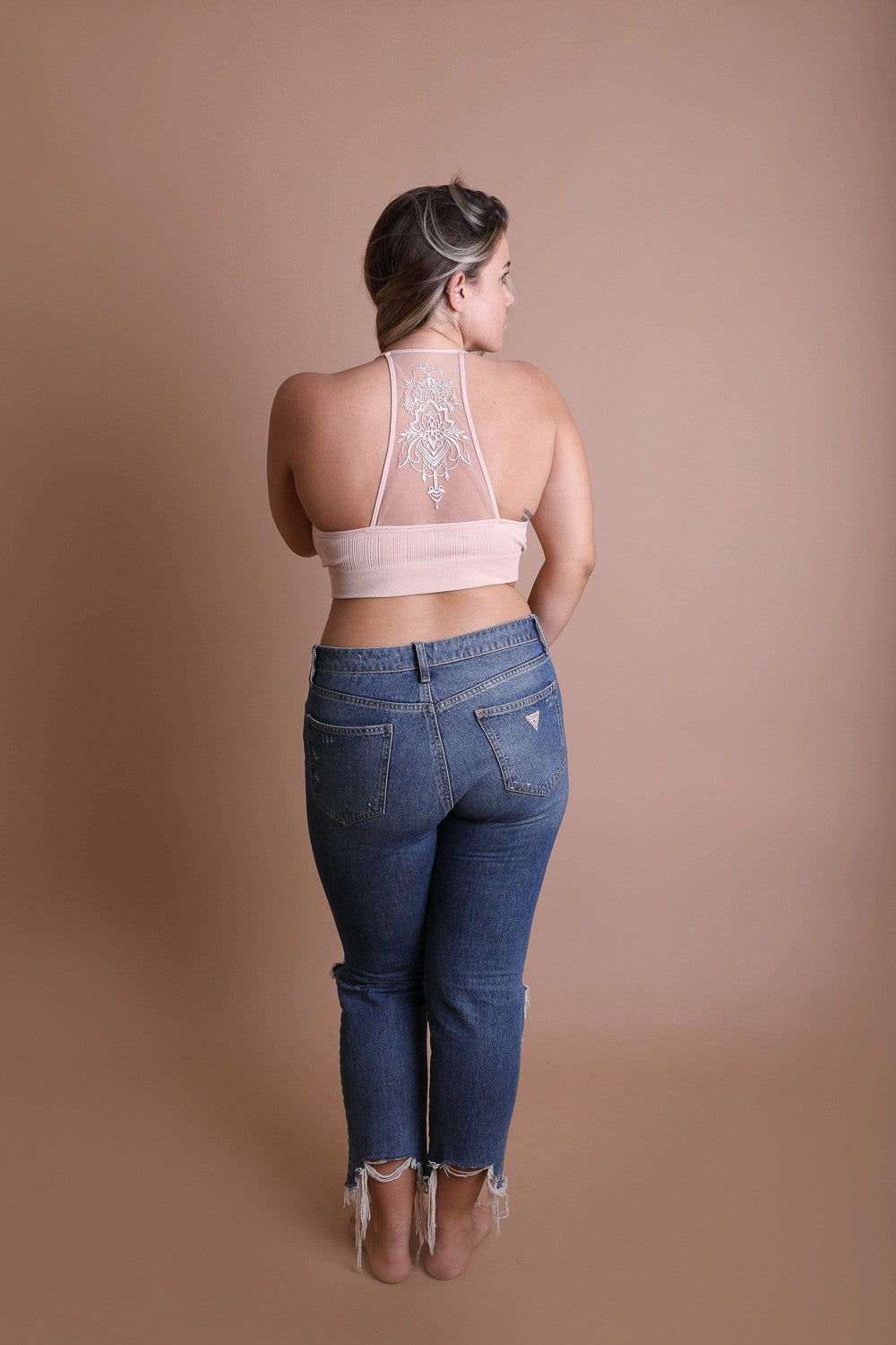 Plus Size Tattoo Mesh Racerback Bralette