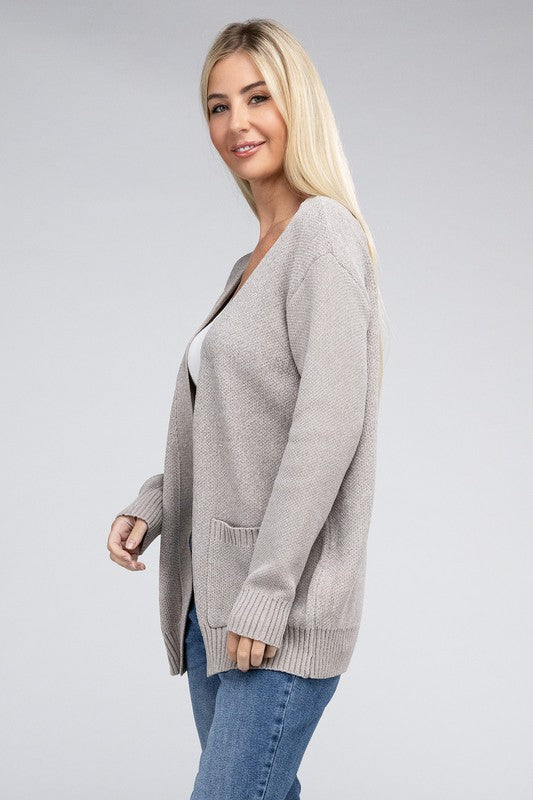 Melange Open Front  Cardigan