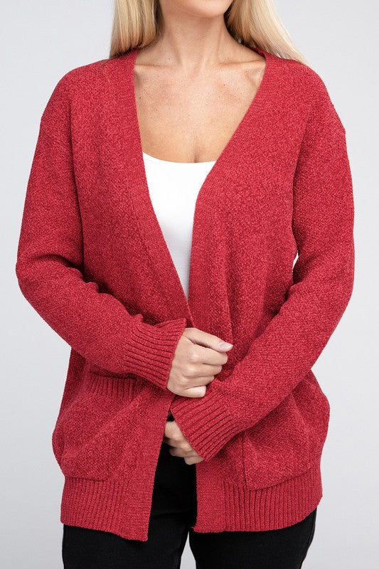 Melange Open Front  Cardigan