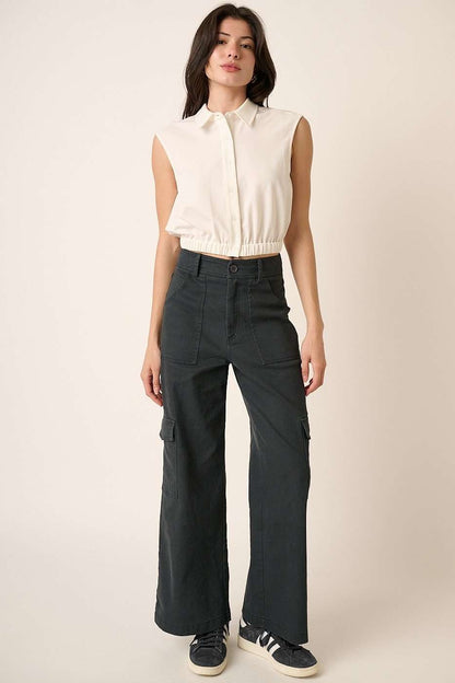 Wide Leg High Waist Pants with Cargo Pockets