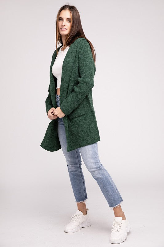 Hooded Open Front Cardigan