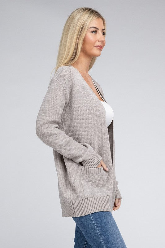 Melange Open Front  Cardigan