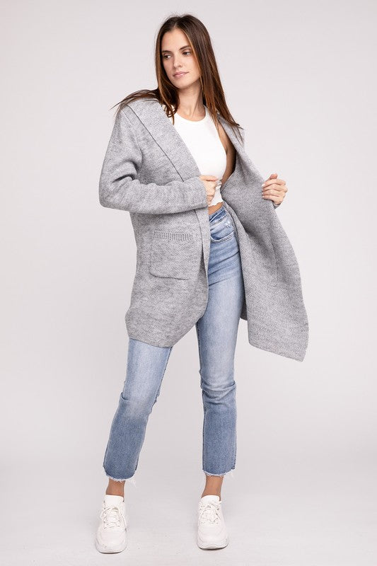 Hooded Open Front Cardigan