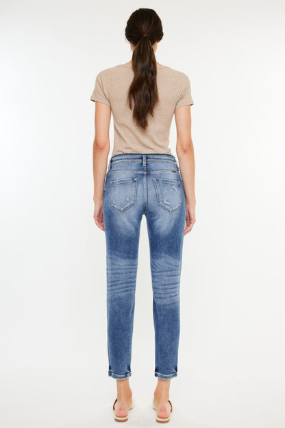 Kancan High Rise Distressed Straight Mom Jeans