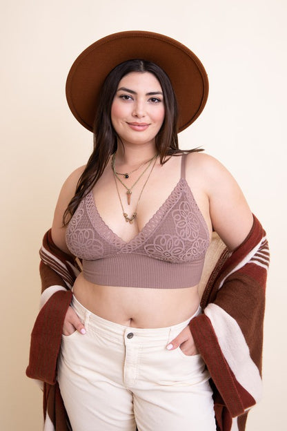 Plus Size Waistband Loop Lace Bralette